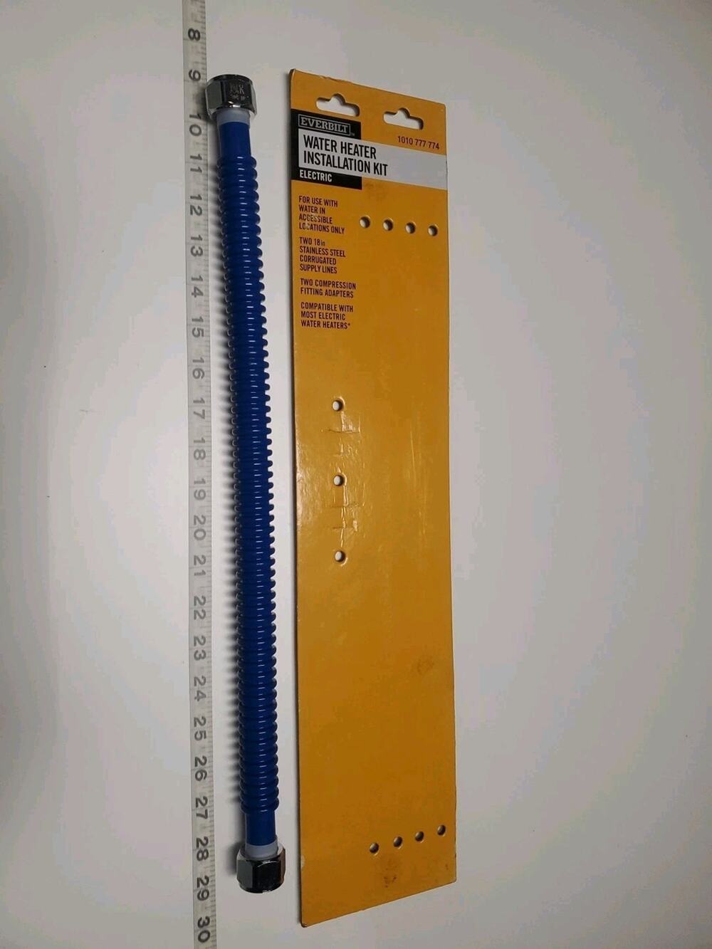 Everbilt 18" Water Heater Installation Kit Blue Cold Line Push‑To‑Connect NEW